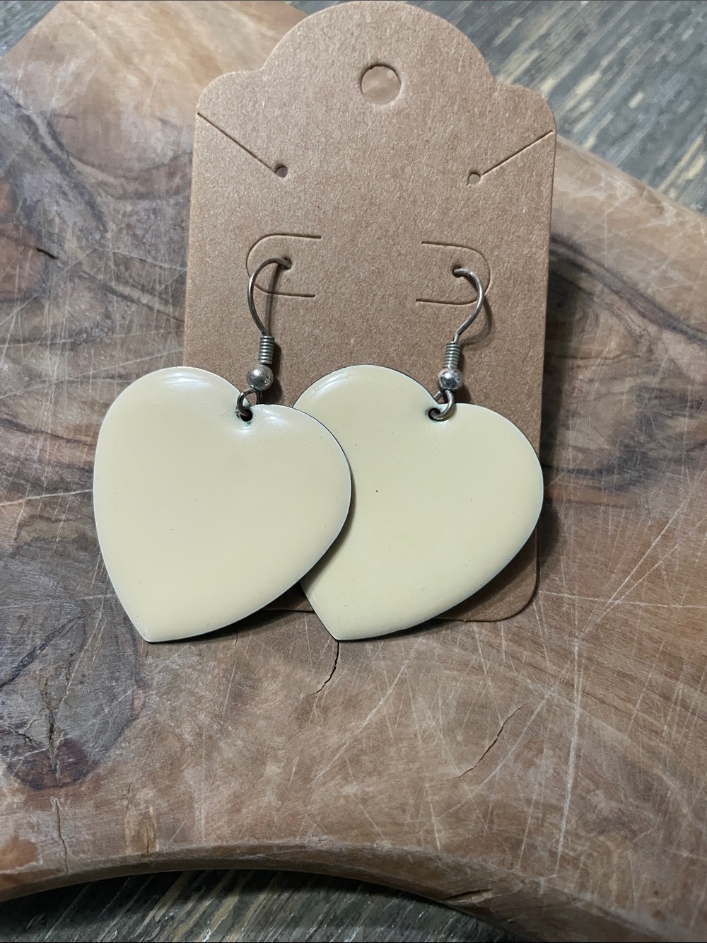 Cream Heart Drop Earrings - Women Jewelry